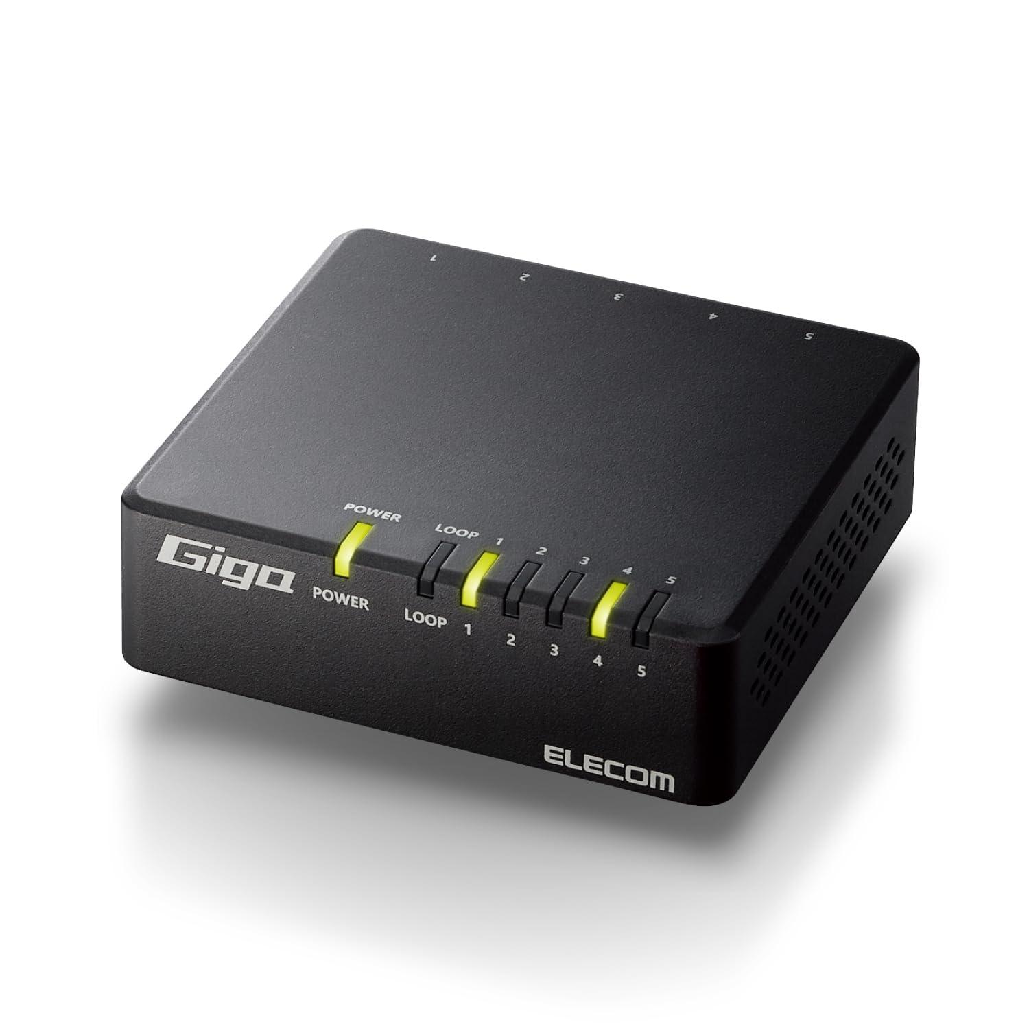 エレコム Giga対応5ポートスイッチ(プラ筐体/ACアダプター) EHC-G05PA4-B