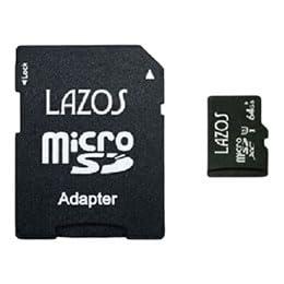【20個セット】 Lazos microSDXCメモリーカード 64GB UHS-I U3 CLASS10 紙パッケージ L-B64MSD10-U3X20