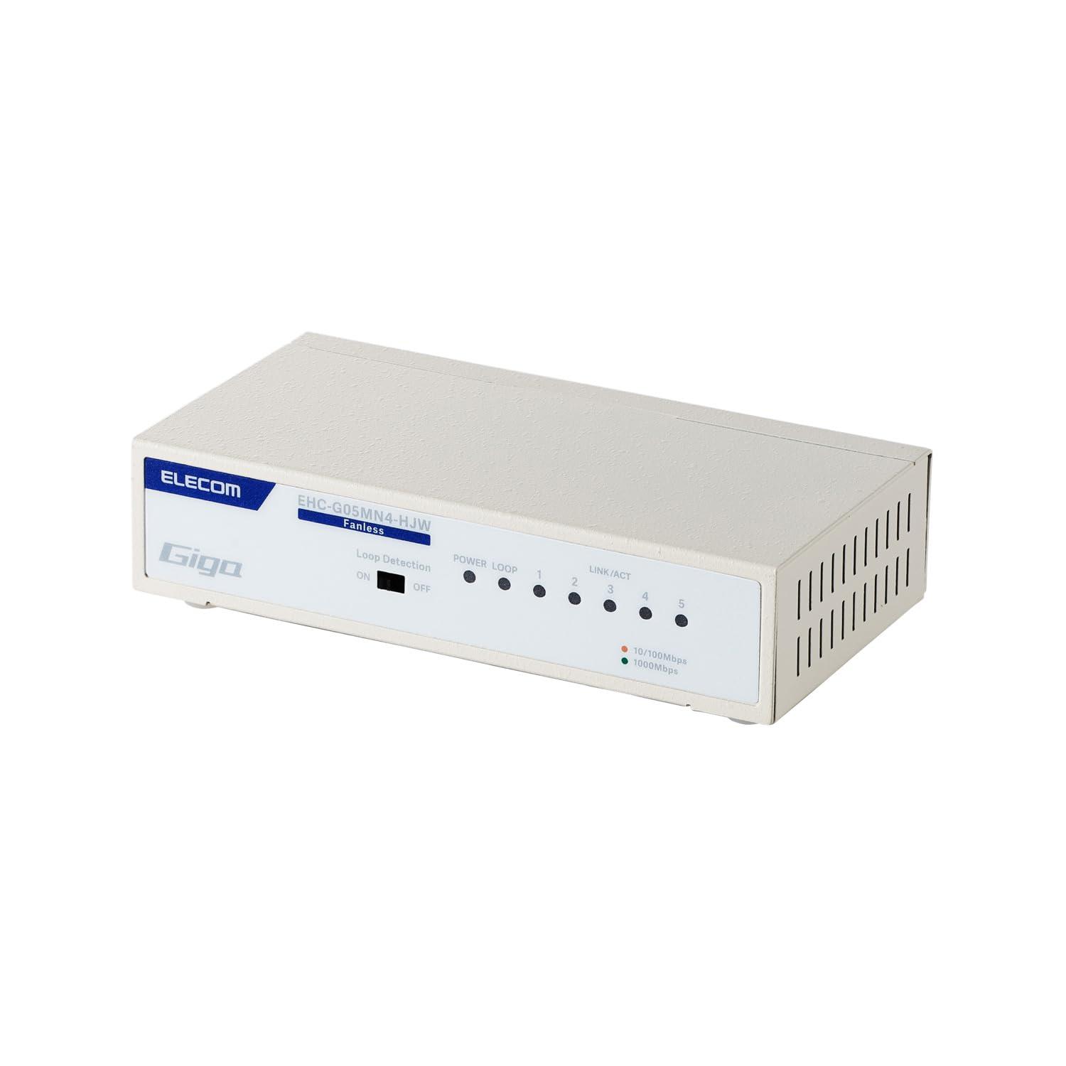 エレコム Giga対応スイッチングHub 5ポート 金属筐体 磁石付き 電源内蔵モデル ホワイト EHC-G05MN4-HJW