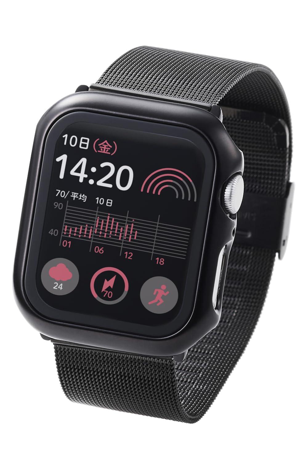 エレコム Apple Watch ケース [44mm] SE(第2世代)/SE/Series 6/5/4 強化ガラス 指紋防止加工 フルカバーケース ブラック AW-23DFCGPBK(2)