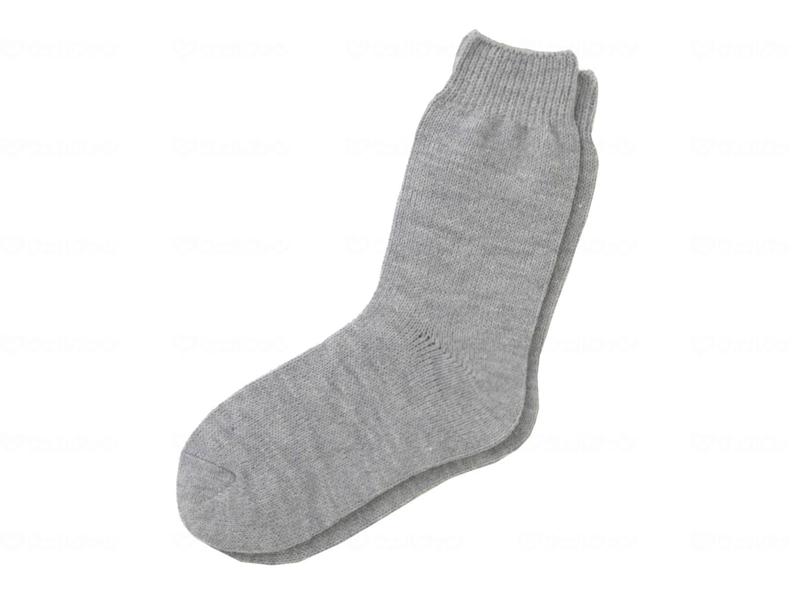 神戸生絲 婦人超ゆったり特大サイズ大きなくつ下毛混 グレー 22-27cm