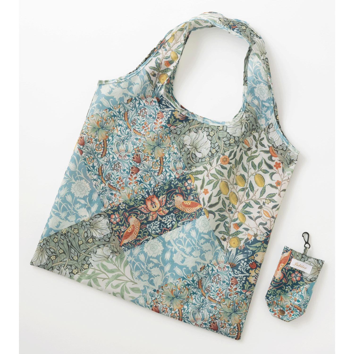 ウィリアムモリス柄 コンパクト収納 エコバッグ パッチワーク