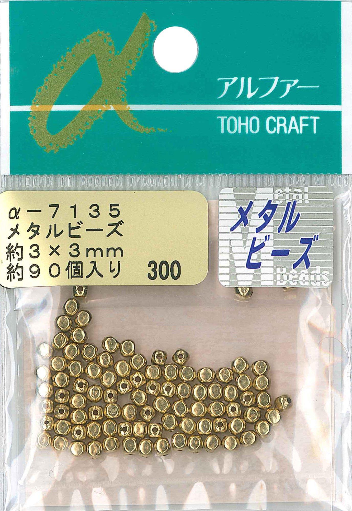 TOHO メタルビーズ 外径約3×3mm ゴールド 約90ヶ入り α-7135