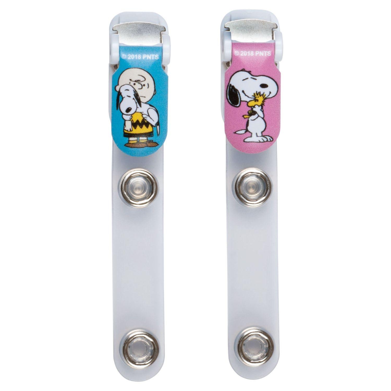 ミササ PEANUTS スヌーピー バンドクリップボタン ブルーとピンク 8548