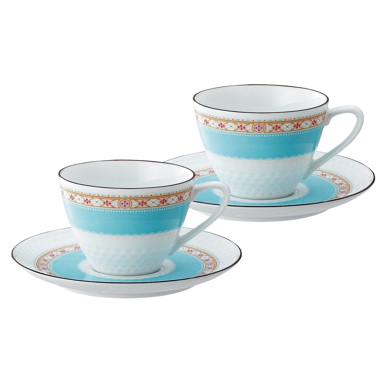 Noritake ノリタケ カップ & ソーサー (ペアセット) (コーヒー ティー 兼用) 125cc ハミングブルー 2客 ブルー ファインポーセレン P5389L/1645