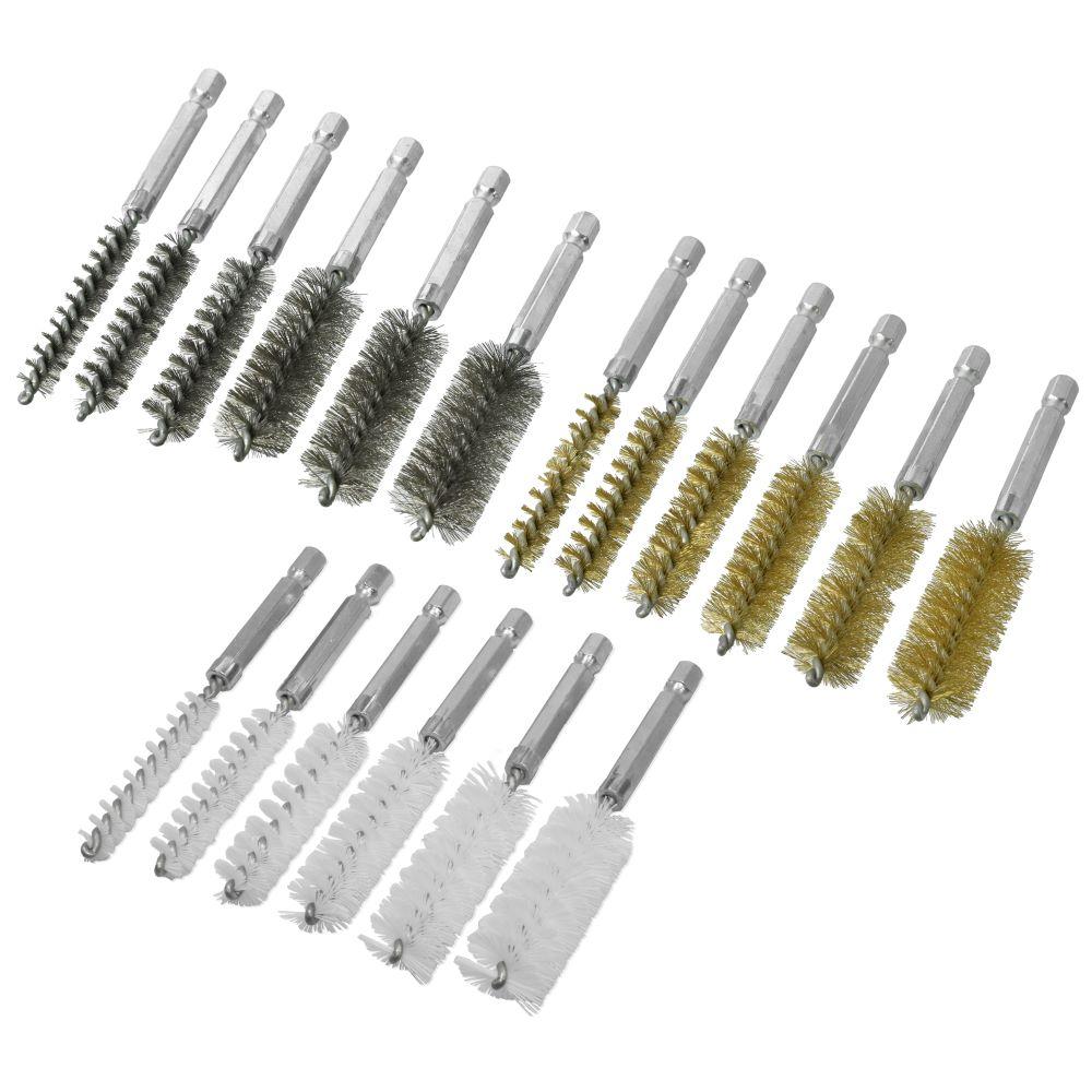 AP 1/4HEX ワイヤーブラシセット (18本組) | 研磨 ブラシ ワイヤー 軸ブラシ サビ落とし 汚れ 塗装剥し セット
