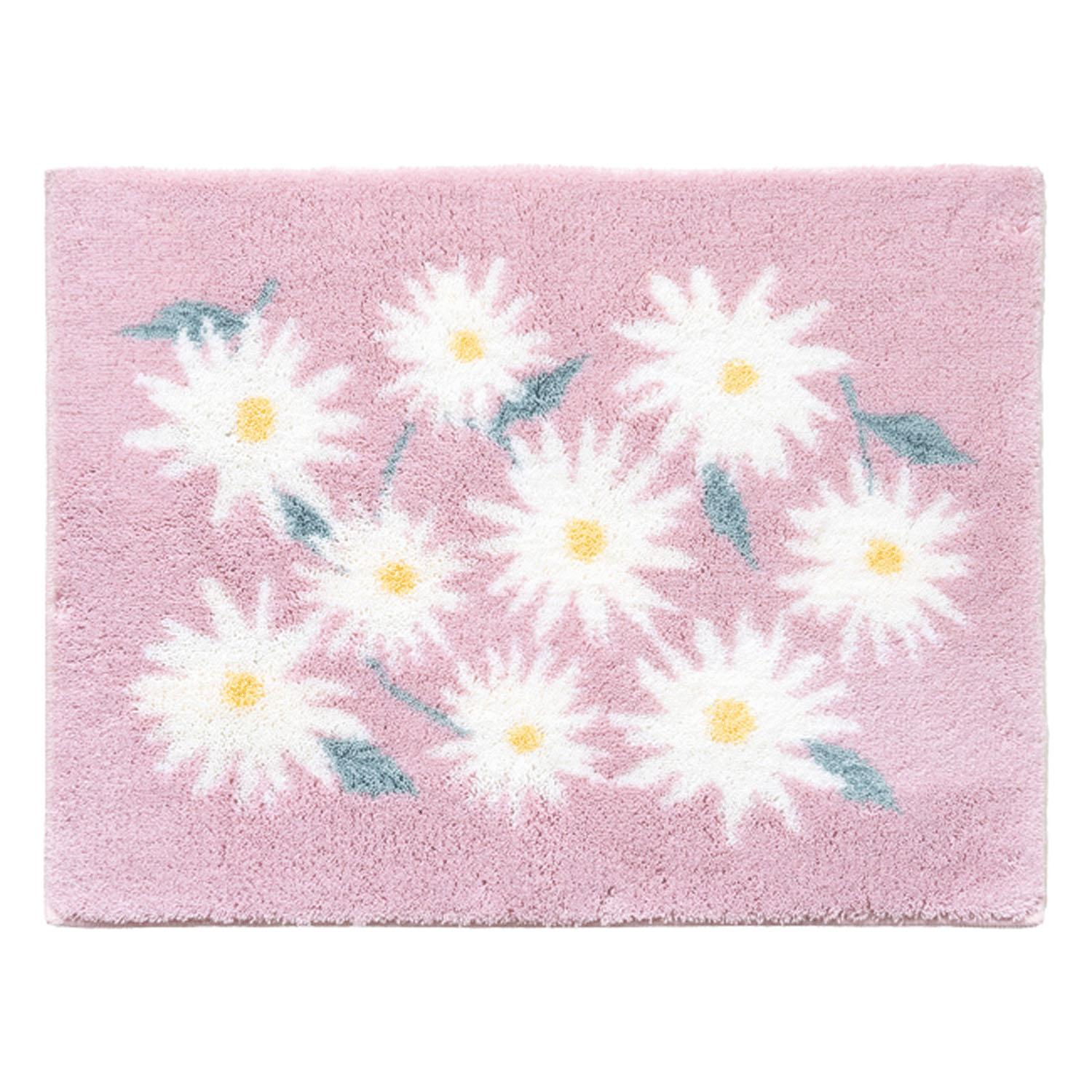 オカ(OKA) 乾度良好ピュアデイジー バスマット 約45cm×60cm ピンク(吸水 速乾 かんどりょうこう 抗菌 防臭)