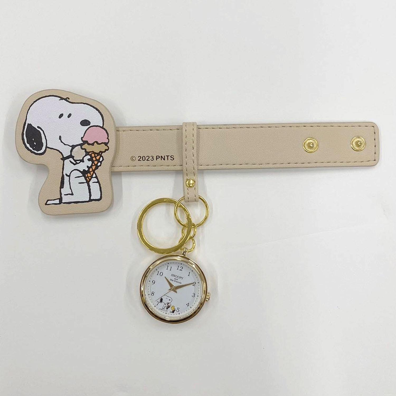 スヌーピー 巻きつきキーチェーンウォッチ ベージュ