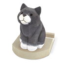スマホスタンド メガネスタンド 卓上 木製 天然木 ネコ アニマル 動物 Fika フィーカ クツシタ