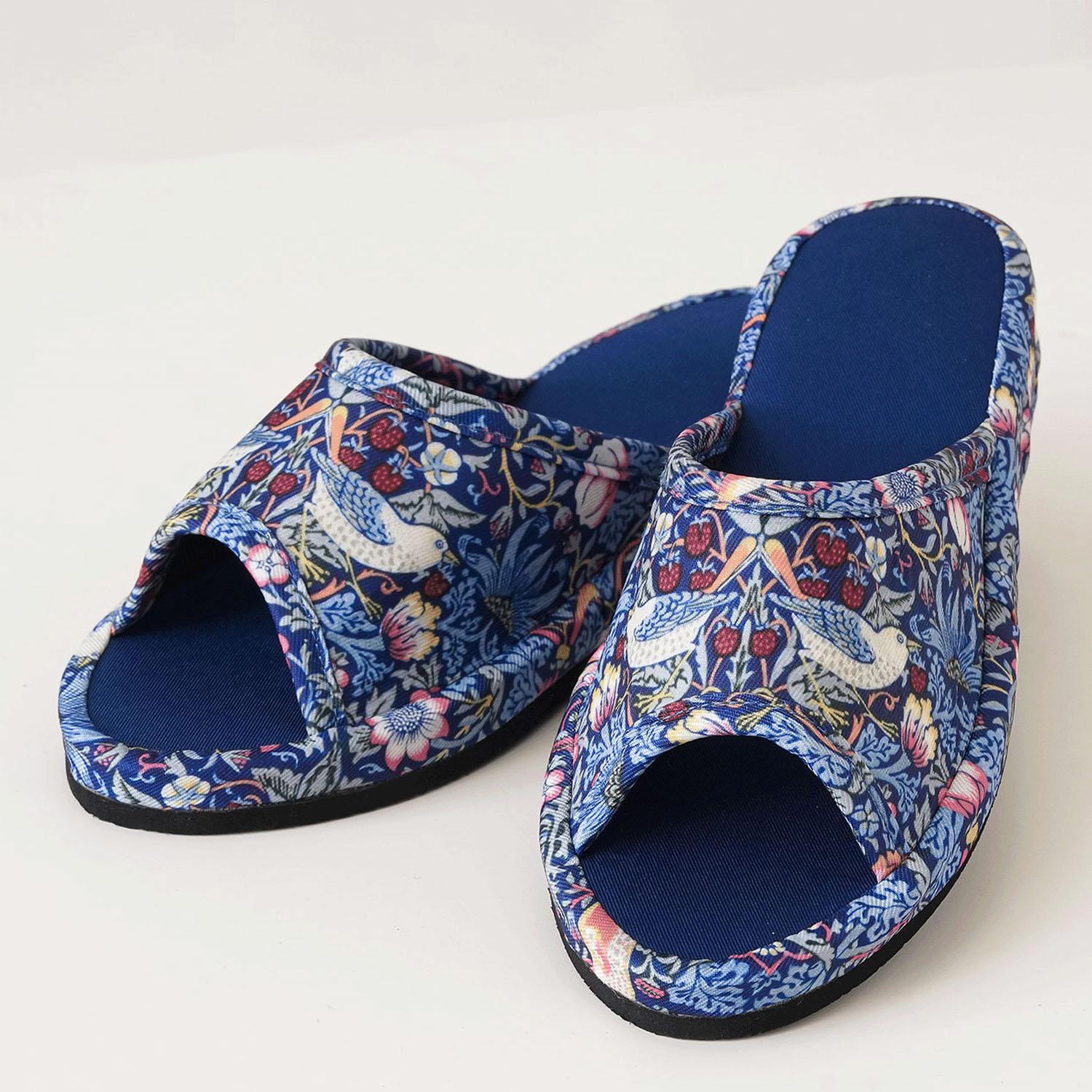 モリス ヒールアップ美脚スリッパ ネイビーブルー M