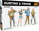 AKインタラクティブ 1/35 ハンティング&フィッシング フィギュア 4体セット プラモデル AK35026 (人・動物)