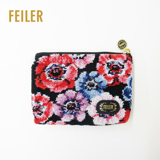 FEILER フェイラー RADY ANEMONE ブラック ポーチ【日本製】 FEILER フェイラー RADY ANEMONE ブラック ポーチ【日本製】