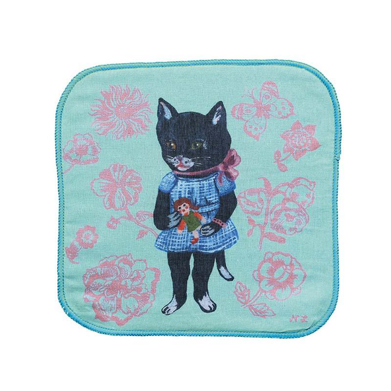 Nathalie Lete Gauze hand Towel/Black cat