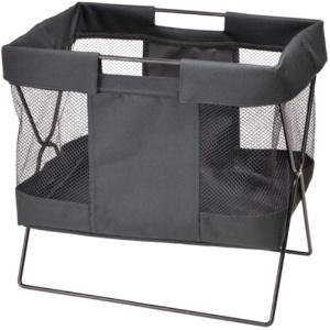 ストリックスデザイン 荷物置き 折り畳み メッシュバッグ 小 ブラック 折りたためてコンパクトに収納で..