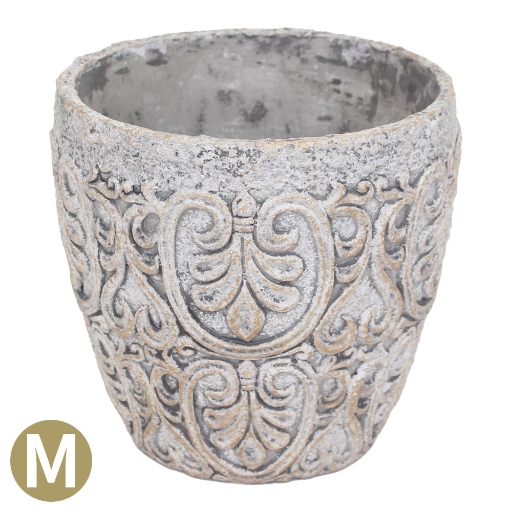 植木鉢 おしゃれ 丸 穴あき セメントポット アラベスクポット M