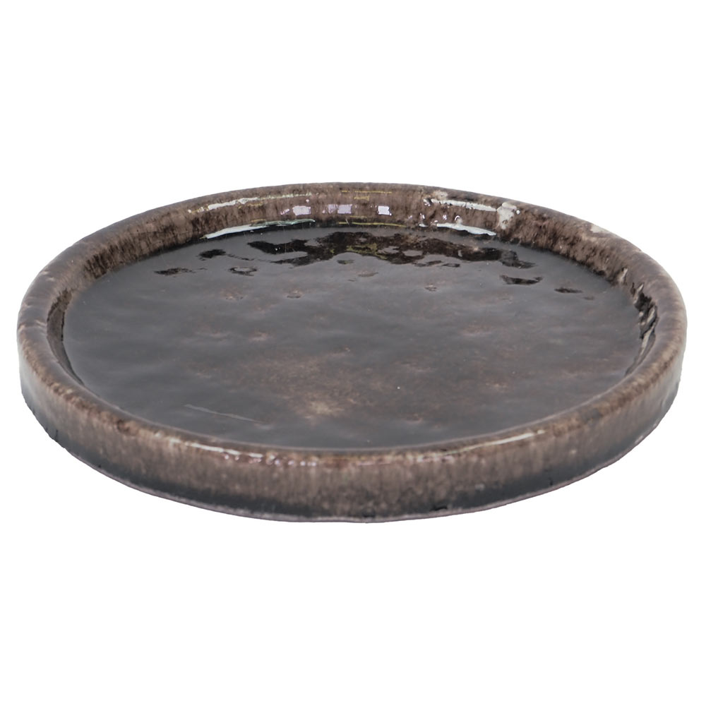 鉢受け皿 おしゃれ テラコッタ 受け皿 1528（1514 グレーズドジャーポットチョコブラウンL用）