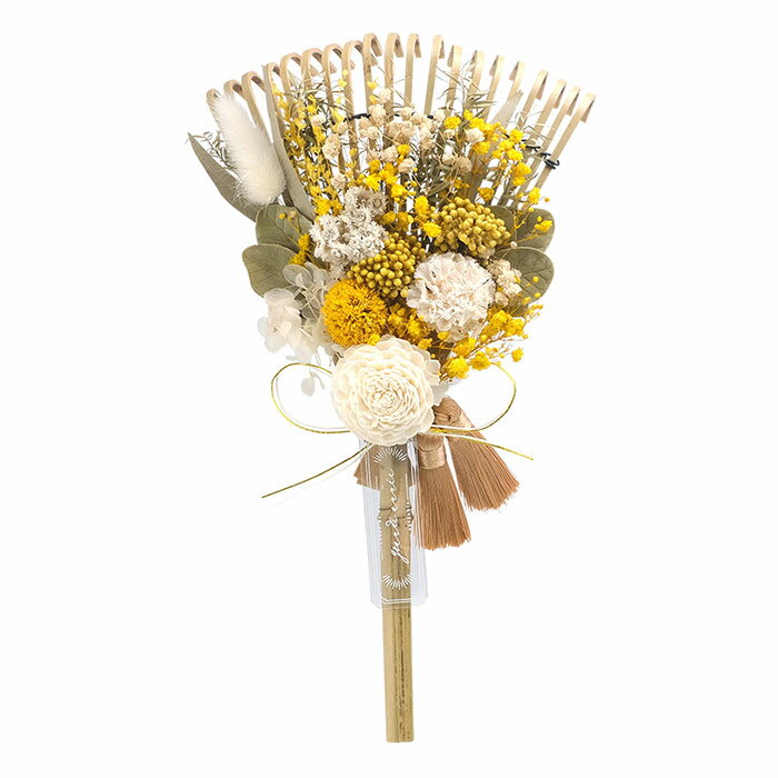 正月飾り フラワーアレンジメント 壁掛け おしゃれ NY幸せ集める熊手飾り ボタニカル ミモザ風