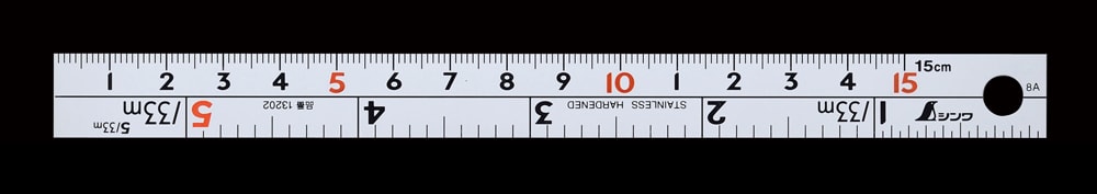 シンワ測定 直尺 シルバー 15cm 併用目盛 W左基点 cm表示 赤数字入 13202 【メール便対応・8個まで】