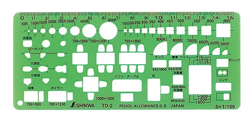 設計、製図などで使用するテンプレート耐久性に優れ破損しにくく、カット面が滑らかで正確なラインが描けます【機能】曲げても折れにくい弾力性のあるIR樹脂を使用しています。目に優しい色を使用しています。リング穴付きで紛失防止に役立ちます。【材質】■IR樹脂【サイズ】約タテ70×ヨコ160×奥行0.75mm、約5g※テンプレートとしての目的以外には使用しないで下さい。【シンワ測定 テンプレート TD−2 家具記号定規（小）1／100 66008】設計、製図などで使用するテンプレート