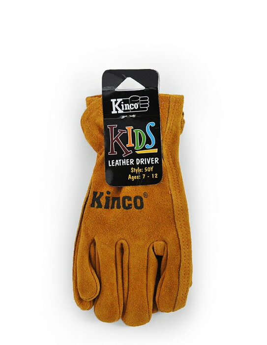 ワークグローブ 牛革 子供用 Kinco Gloves（キンコグローブ） Child's Split Cowhide Leather Driver 50C/Y 【メール便対応・2個まで】