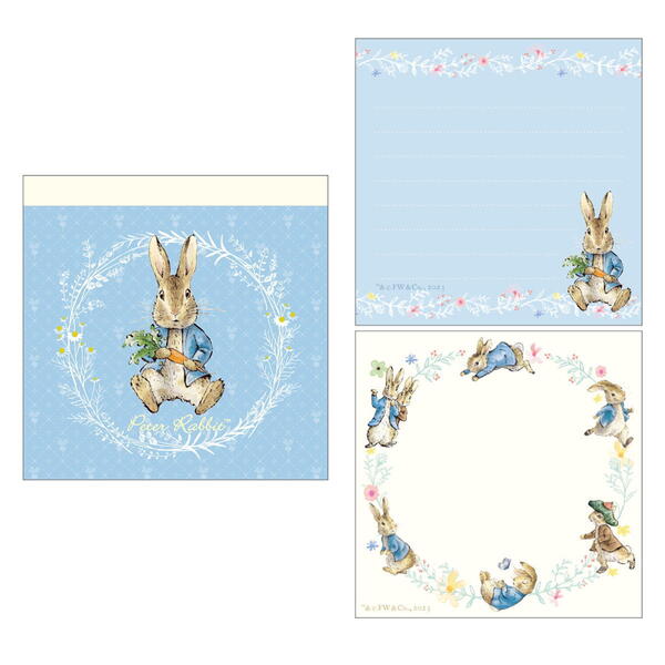 【スーパーセール10%OFF】 ピーターラビット スクエアメモ帳(リース ブルー)PR-MP021 4996740603211 Peter Rabbit メール...