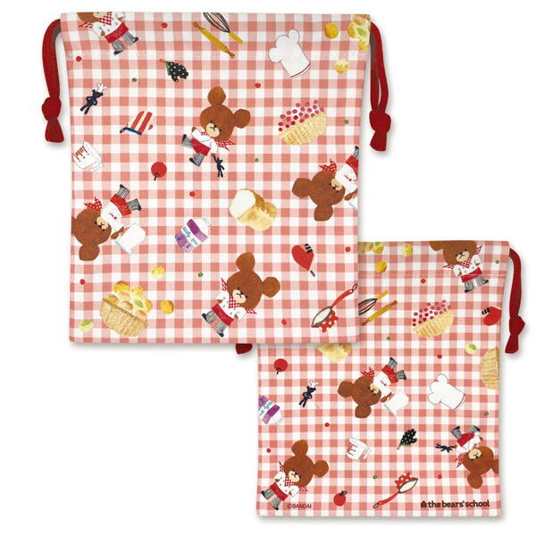 くまのがっこう 巾着（Cookin' Jackie チェック）KU-KI004 4996740601040 the bears' school メール便 【送料無料ライン対応】