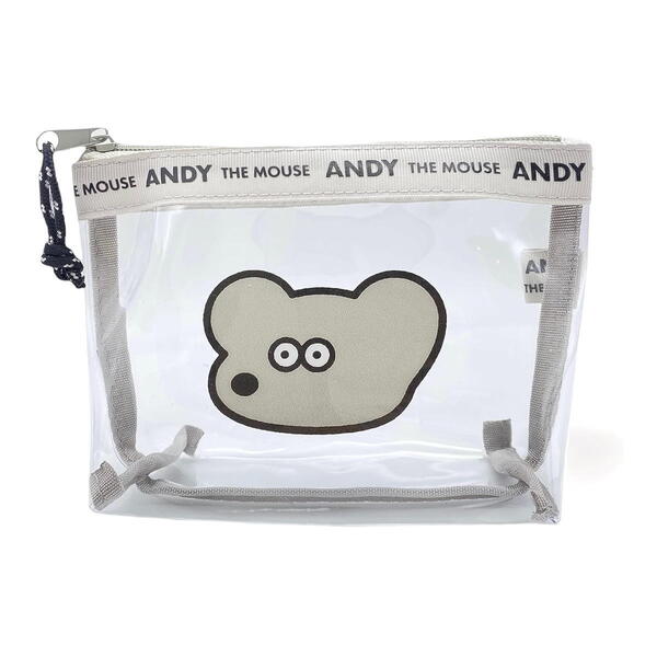 樂天商城 - ねずみのANDY トウメイPVC舟形ポーチ（GY） ADLW-7189 4582652671891 【送料無料ライン対応】