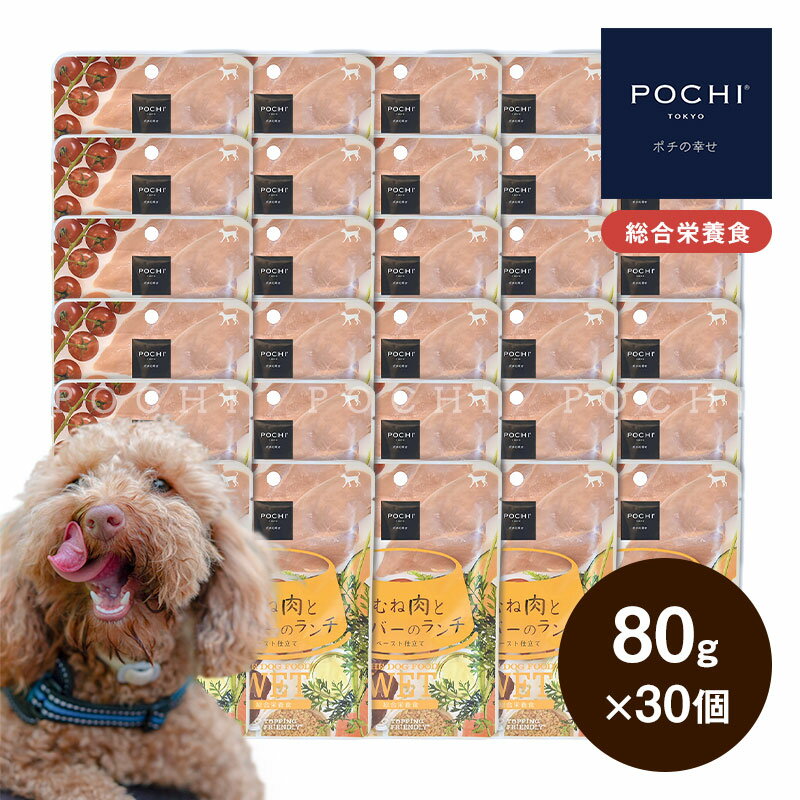 POCHI ザ・ドッグフード ウェット 鶏むね肉とレバーのランチ 80g×30個 ポチ ドッグフード 犬 ウェットフード 総合栄養食 介護食 国産 1