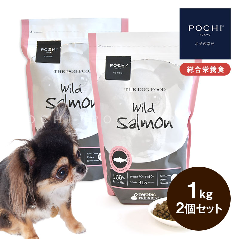 POCHI ザ・ドッグフード ベーシック ワイルドサーモン 1kg×2個セット ポチ ドライフード 小粒 グレインフリー 低脂肪 魚肉