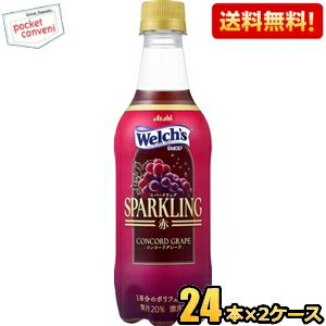 乐天商城 - 【送料無料】アサヒ Welch's ウェルチ スパークリング 赤 450ml ペットボトル 48本(24本×2ケース) コンコードグレープ 1房分のポリフェノール ※北海道800円・東北400円の別途送料加算