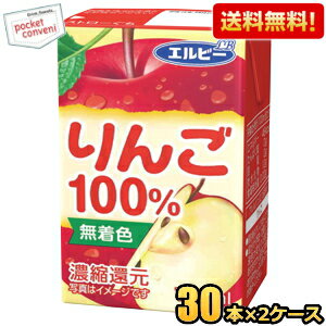 【送料無料】エルビー りんご100％ 125ml紙パック 60本(30本×2ケース) 果汁100%ジュース 飲み切りサイズ アップルジュース りんごジュ..