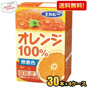 【送料無料】エルビー オレンジ100％ 125ml紙パック 120本(30本×4ケース) 果汁100%ジュース 飲み切りサイズ オレンジジュース ※北海道800円・東北400円の別途送料加算