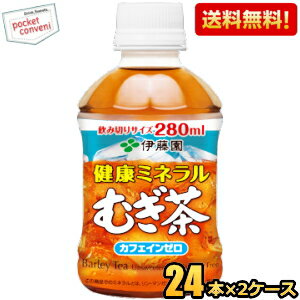【送料無料】伊藤園健康ミネラルむぎ茶280mlペットボトル 48本(24本×2ケース)〔ミネラル麦茶〕※北海道800円・東北400円の別途送料加算 [39ショップ]
