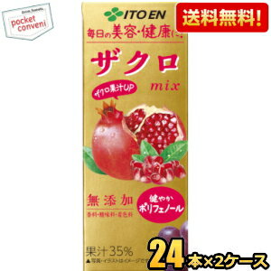 【送料無料】伊藤園 ザクロmix 200ml紙パック 48本(24本×2ケース) ざくろミックス ポリフェノール 香料..