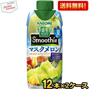 6月11日発売【送料無料】カゴメ 野菜生活100 Smoothie マスクメロン＆ゴールデンパインMix 330ml紙パック 24本 (12本×2ケース) 野菜生活スムージー 野菜ジュース ※北海道800円・東北400円の別途送料加算 [39ショップ]のサムネイル