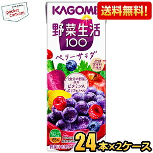 【送料無料】あす楽 カゴメ 野菜生活100 ベリーサラダ 200ml紙パック 48本 (24本×2ケース) [野菜ジュース 紫の野菜] ※北海道800円・東北400円の別途送料加算 [39ショップ]