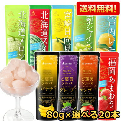【計20本】送料無料 ゴールドパック 選べるセット 80gパウチ×20本(10本×2種) 果汁 シャーベット ジュース アイス 詰め合わせ ギフト シ..