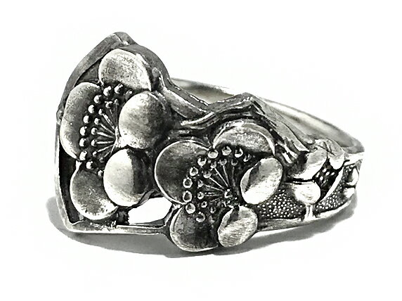 梅デザイン/シルバー/リング/指輪/Silver925/フリーサイズ/松竹梅/縁起物/日本/Japan/プラム/Plum/和柄..