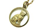 猫　真鍮ネックレス　作家　ハンドメイド　キャット　ねこ　鈴　ベル　ゴールド　Brass