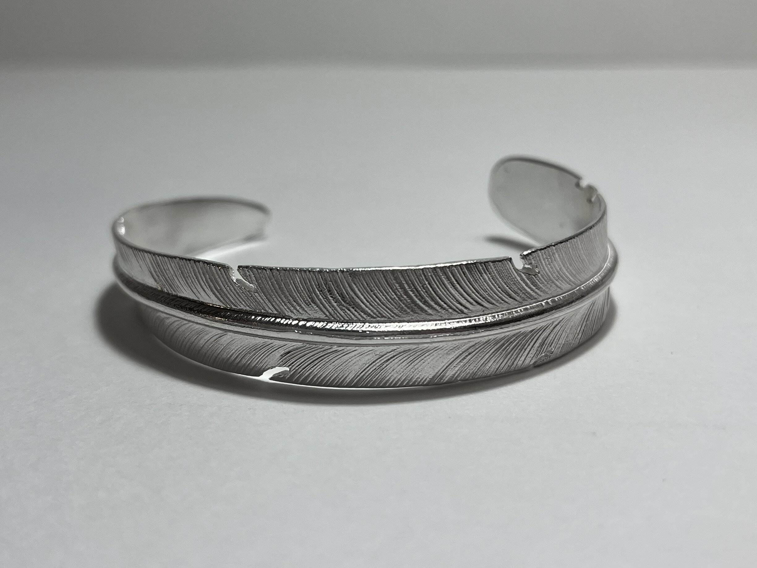 樂天商城 - ＜13mm幅＞シルバーフェザーバングル/羽/イーグル/ハンドメイド/Silver925/sterling/