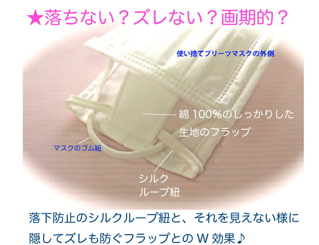 【マスク一体型3枚セット】横浜シルクスキンケアインナー　シルク100％　日本製不織布使い捨てマスク用フィルター　洗える絹のずれ落ちないシルクマスクインナーシート肌に優しい保湿・敏感肌・化繊アレルギー・肌荒れ防止・花粉症等インナーマスクにおすすめ 2