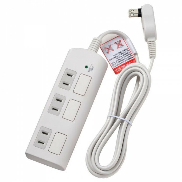 ELPA エルパ 耐雷サージ フラットスイッチ付タップ 3個口2m ホワイト WBS-LS302F W