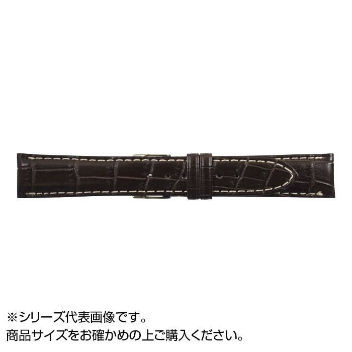 MIMOSA ミモザ 時計バンド クロコマット 18mm ブラウン/ホワイトステッチ 美錠:銀 WRM-BW18