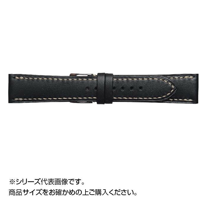 Emitta エミッタ 時計バンド ブッテーロ手縫い 22mm ブラック 美錠:銀 EBH-A22