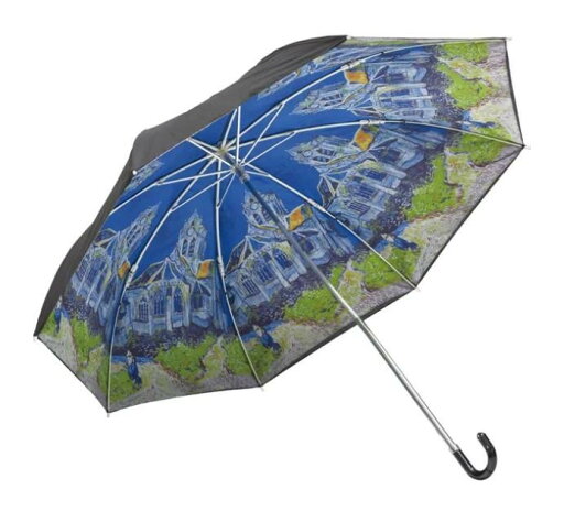 ユーパワー 名画折りたたみ傘 晴雨兼用 ゴッホ オーヴェルの教会 AU-02526 ユーパワー 名画折りたたみ傘 晴雨兼用 ゴッホ オーヴェルの教会 AU-02526