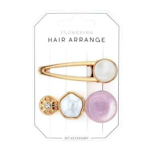 フラワーリング クリップピン 2点セット ストーン HCP0185-PU パープル