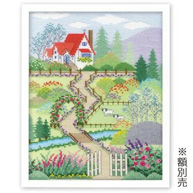 7398 オリムパス ししゅうキット フレーム 花園の家