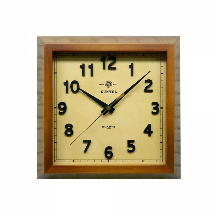 さんてる クォーツ 日本製 スクウェア 掛け時計 ブラウン QL696_BR