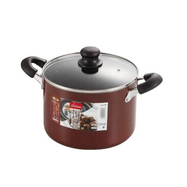 カレーシチューポット ガラス蓋付　カレーシチューポット ふっ素加工　22cm