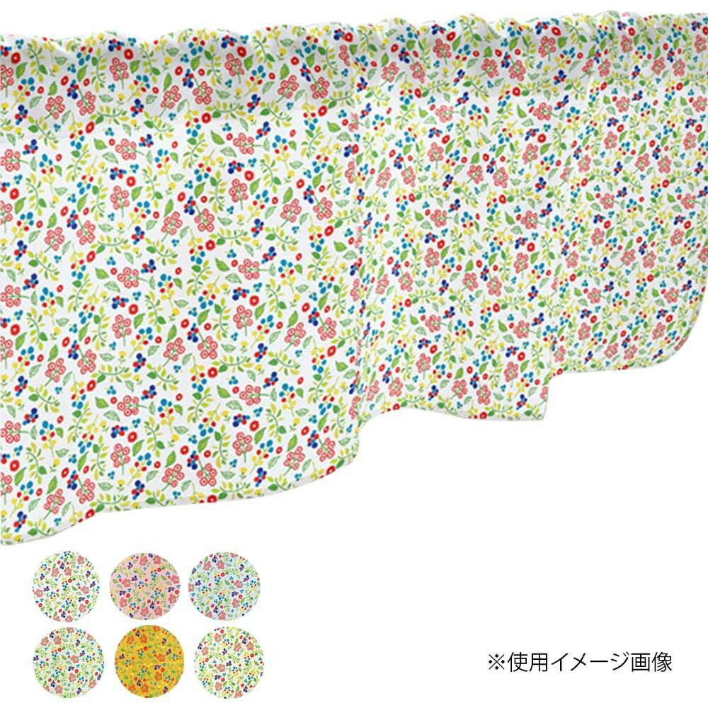カフェカーテン 植物小柄 800×450mm　白・40544